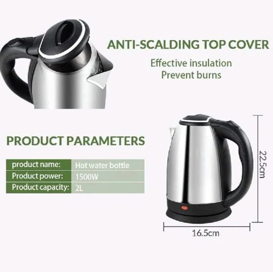 Stainless Steel 2-Liter Electric Kettle | Safe & Efficient for Home or Office Use