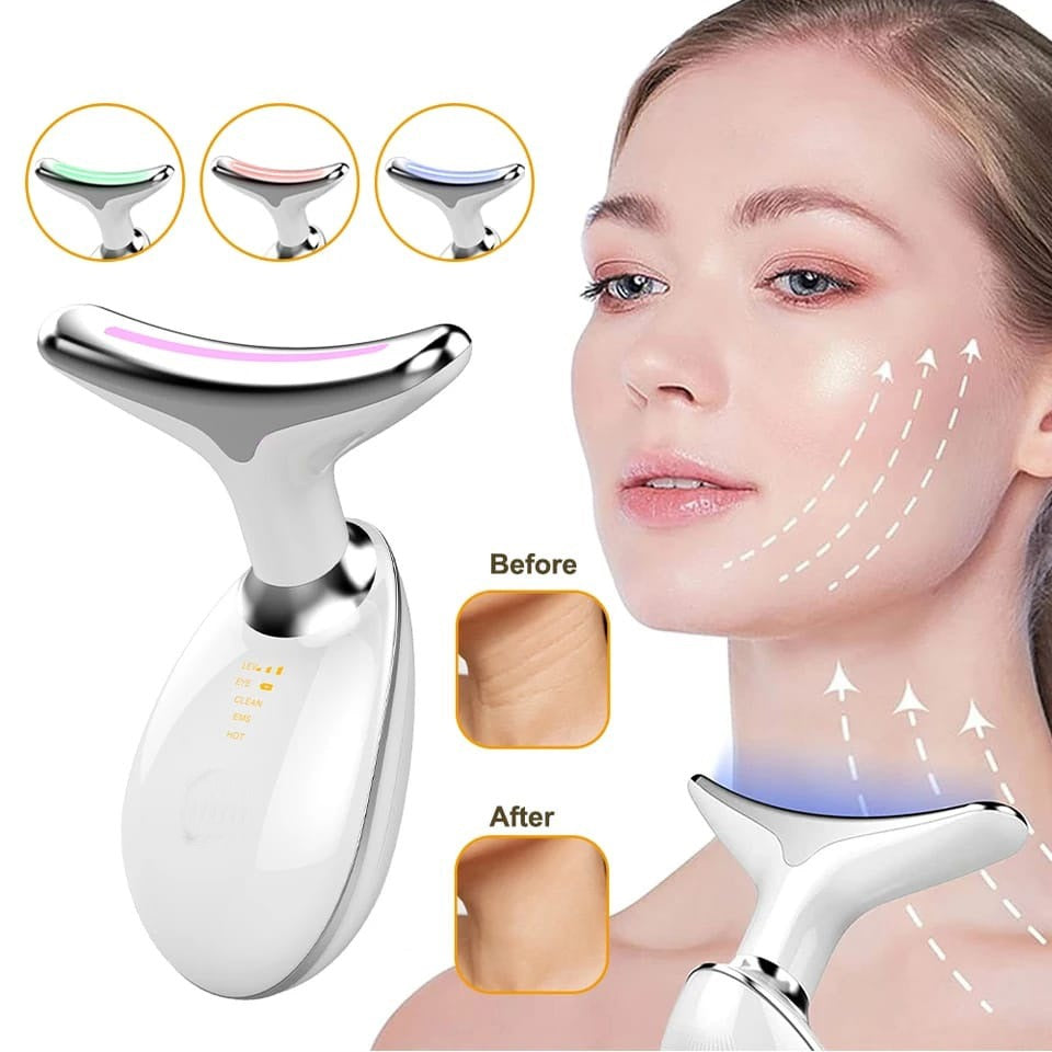 7-in-1 LED Face & Neck Wrinkle Massager with Free Gift