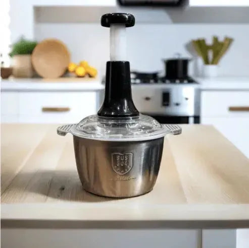 2L Manual Stainless Steel Food Chopper – Hand Push with 4 Blades