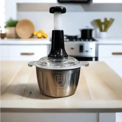 2L Manual Stainless Steel Food Chopper – Hand Push with 4 Blades