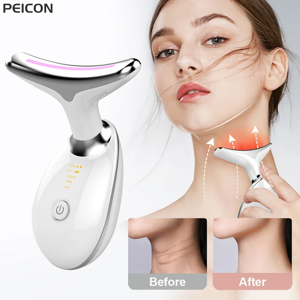 7-in-1 LED Face & Neck Wrinkle Massager with Free Gift