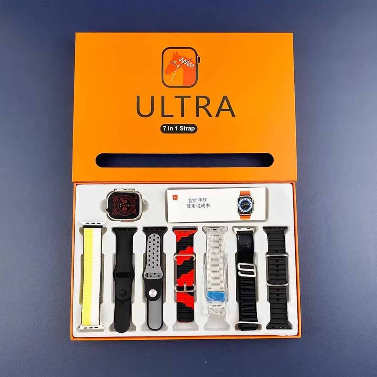 7-in-1 Ultra Smart Watch with 7 Interchangeable Straps – For Boys & Girls