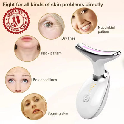 7-in-1 LED Face & Neck Wrinkle Massager with Free Gift