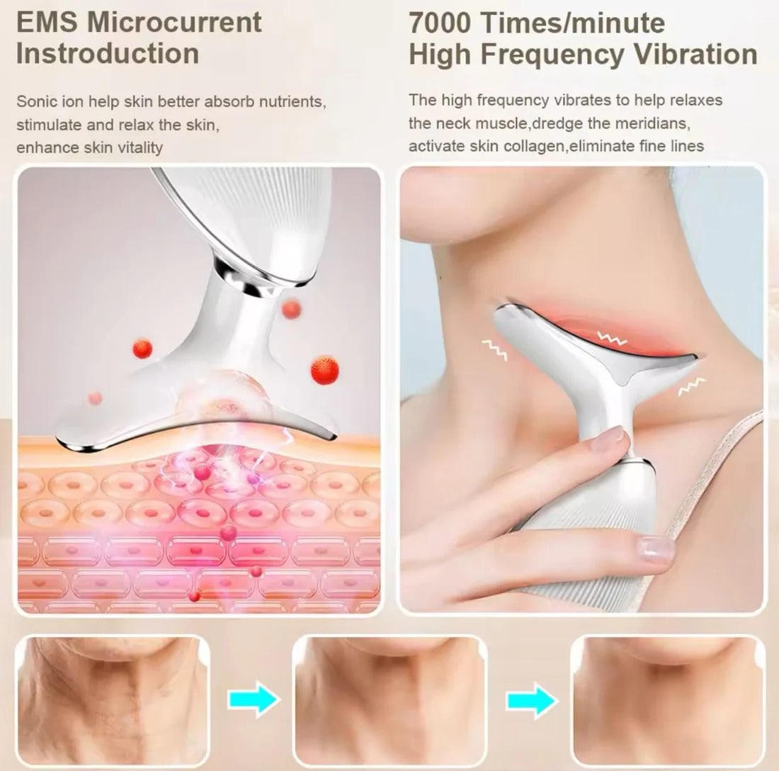 7-in-1 LED Face & Neck Wrinkle Massager with Free Gift