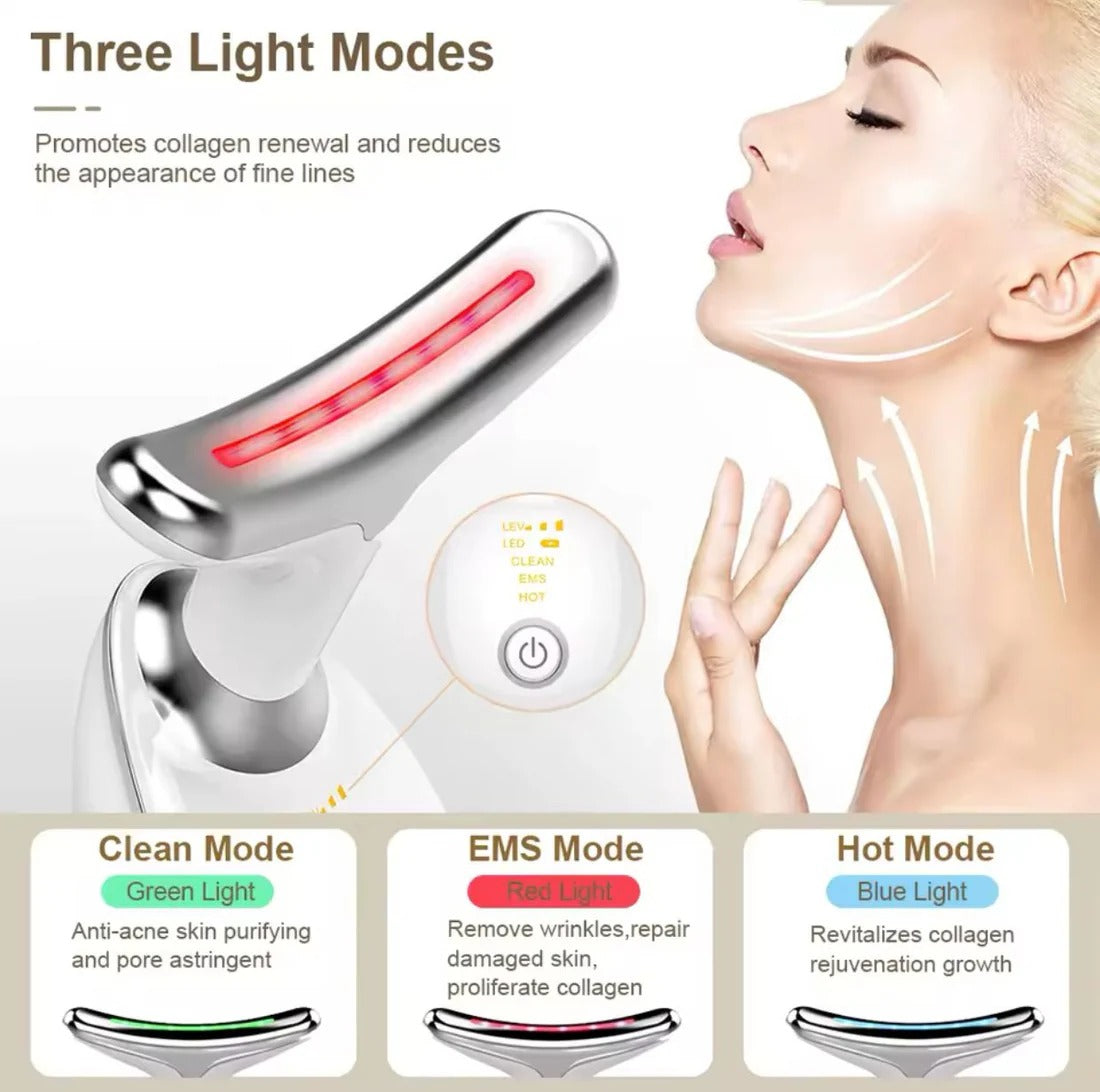 7-in-1 LED Face & Neck Wrinkle Massager with Free Gift