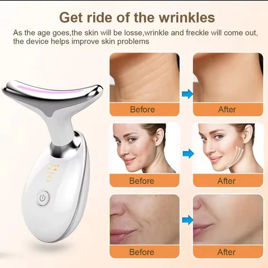 7-in-1 LED Face & Neck Wrinkle Massager with Free Gift